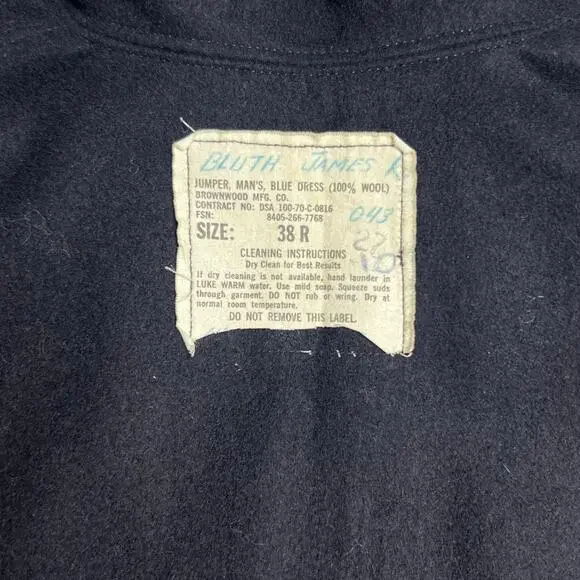 1940s WW2 US Navy Coast Guard Blue Wool Uniform Cracker Jack Sailor 38R - Picture 6 of 6